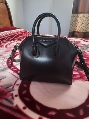 Givenchy Black Leather Mini Antigona with Silver Hardware